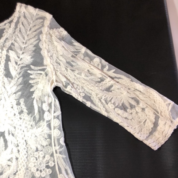 St. Tropez Sheer Ivory Blouse SZ L - Picture 14 of 15